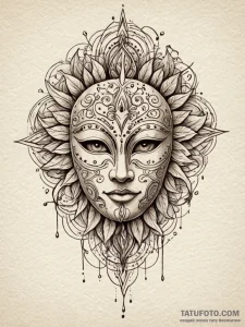 Ivory mask within ritual circle, tattoo drawi... - эскиз тату (№1752581388_0, 15.07.2025 12:09) — Tatufoto.com