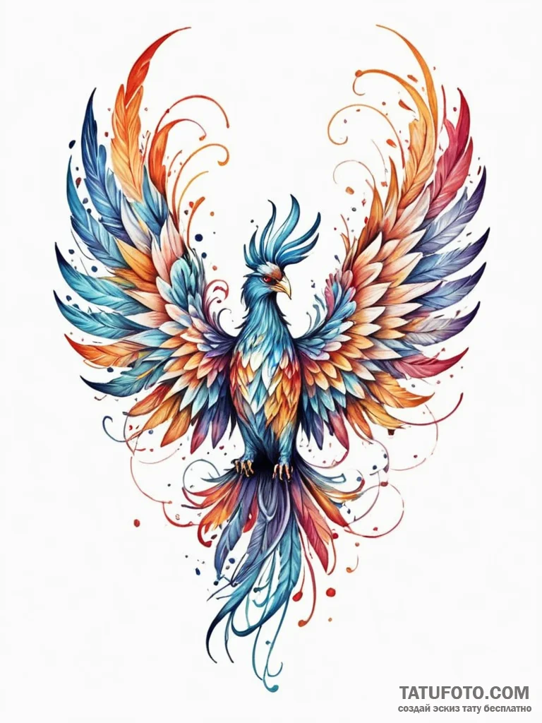 Atomic phoenix with digitized wings, concept... - эскиз тату (№1752581474_0, 15.07.2025 12:11) — Tatufoto.com