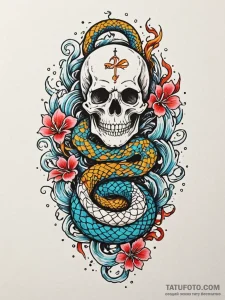 Anchor with snake and skull, concept art for... - эскиз тату (№1752581731_0, 15.07.2025 12:15) — Tatufoto.com