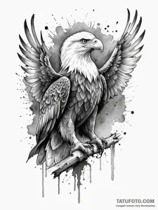 Eagle, perched and watchful, not aggressive,... - эскиз тату (№1752582156_0, 15.07.2025 12:22) — Tatufoto.com