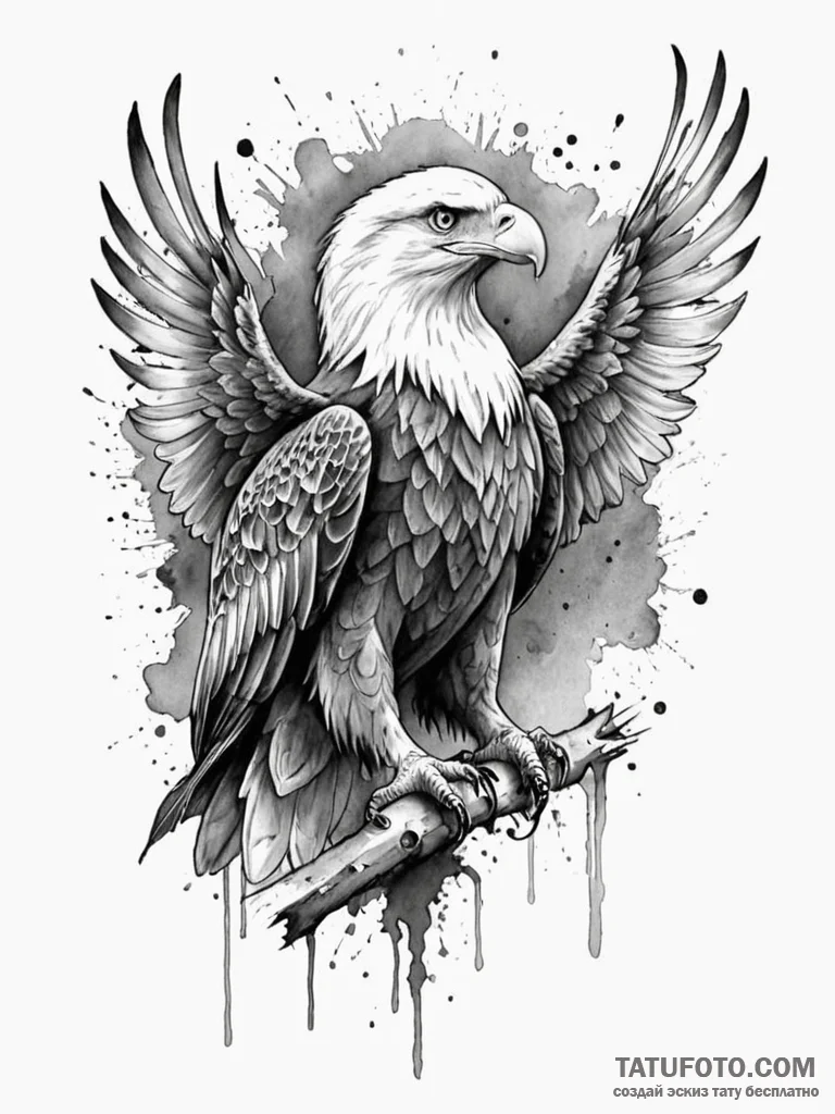 Eagle, perched and watchful, not aggressive,... - эскиз тату (№1752582156_0, 15.07.2025 12:22) — Tatufoto.com