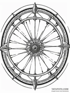 A classic bicycle wheel, movement,, ink illus... - эскиз тату (№1752582243_0, 15.07.2025 12:24) — Tatufoto.com
