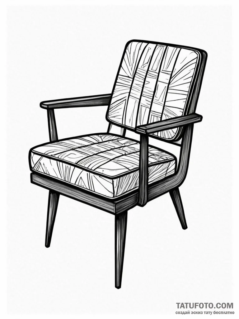 Mid-century modern chair, symbolizing classic... - эскиз тату (№1752586852_0, 15.07.2025 13:40) — Tatufoto.com
