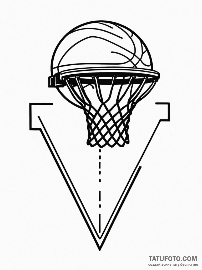 A classic basketball hoop, athletic,, tattoo... - эскиз тату (№1752587453_0, 15.07.2025 13:50) — Tatufoto.com