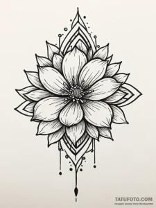 Petal blade beneath spectral bloom, tattoo fl... - эскиз тату (№1752587709_0, 15.07.2025 13:55) — Tatufoto.com