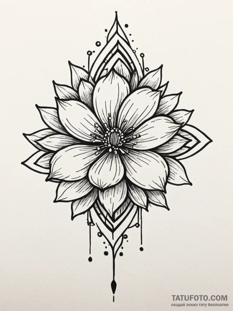 Petal blade beneath spectral bloom, tattoo fl... - эскиз тату (№1752587709_0, 15.07.2025 13:55) — Tatufoto.com