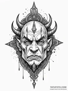 Orcish talisman glowing faintly, tattoo line... - эскиз тату (№1752588134_0, 15.07.2025 14:02) — Tatufoto.com