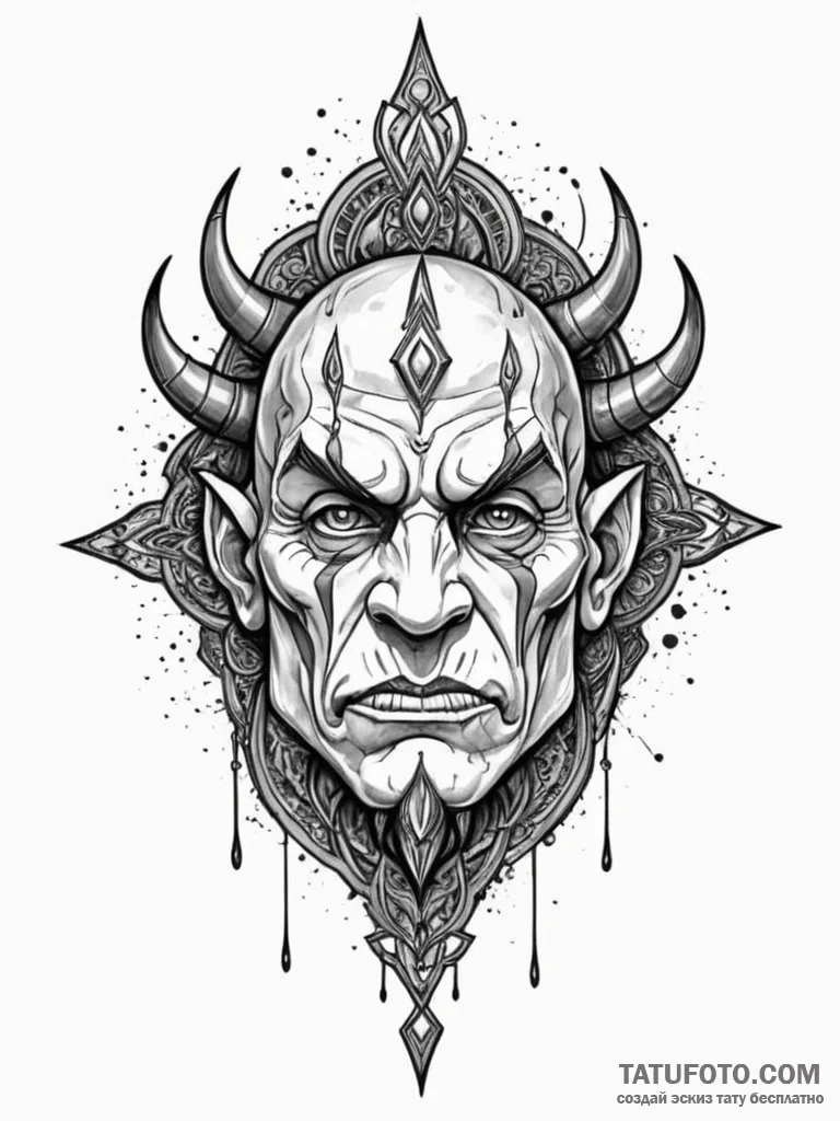 Orcish talisman glowing faintly, tattoo line… — эскиз тату (№1752588134_0, 15.07.2025 14:02) — Tatufoto.com