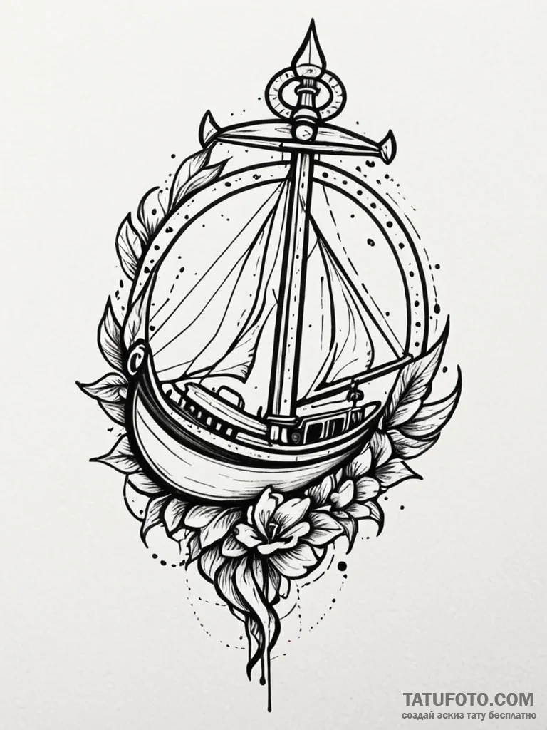 Lute cracked and bleeding notes, ink illustra... - эскиз тату (№1752588473_0, 15.07.2025 14:07) — Tatufoto.com