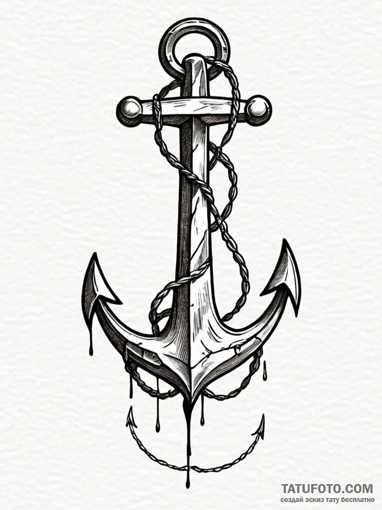 Anchor shattered with cracks, artistic tattoo... - эскиз тату (№1752588644_0, 15.07.2025 14:10) — Tatufoto.com