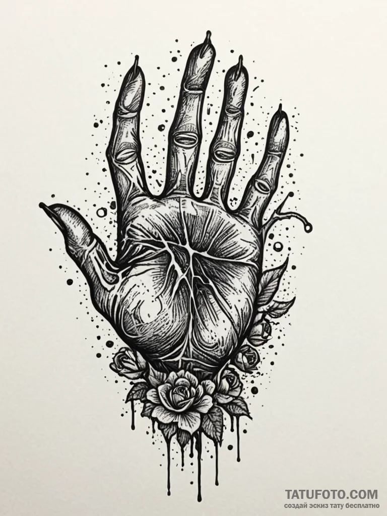 Zombie hand bursting from a grave, tattoo lin... - эскиз тату (№1752589327_0, 15.07.2025 14:22) — Tatufoto.com