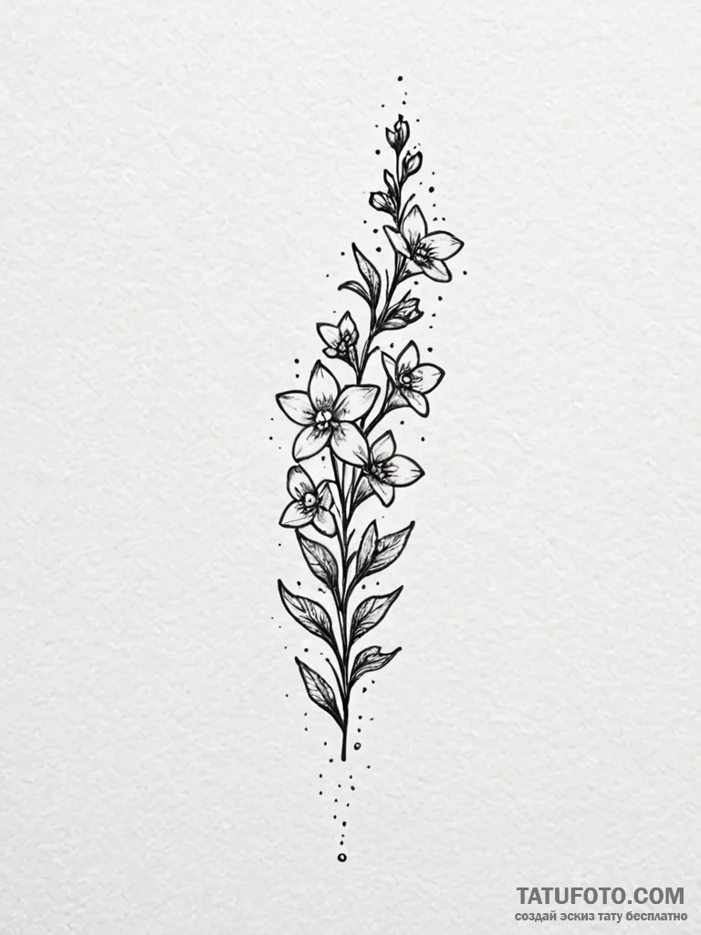 Shooting star leaving a trail of forget-me-no... - эскиз тату (№1752589497_0, 15.07.2025 14:24) — Tatufoto.com