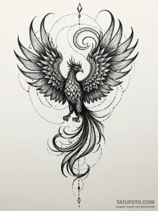 Abyssal phoenix with dark flames, concept art... - эскиз тату (№1752590093_0, 15.07.2025 14:34) — Tatufoto.com