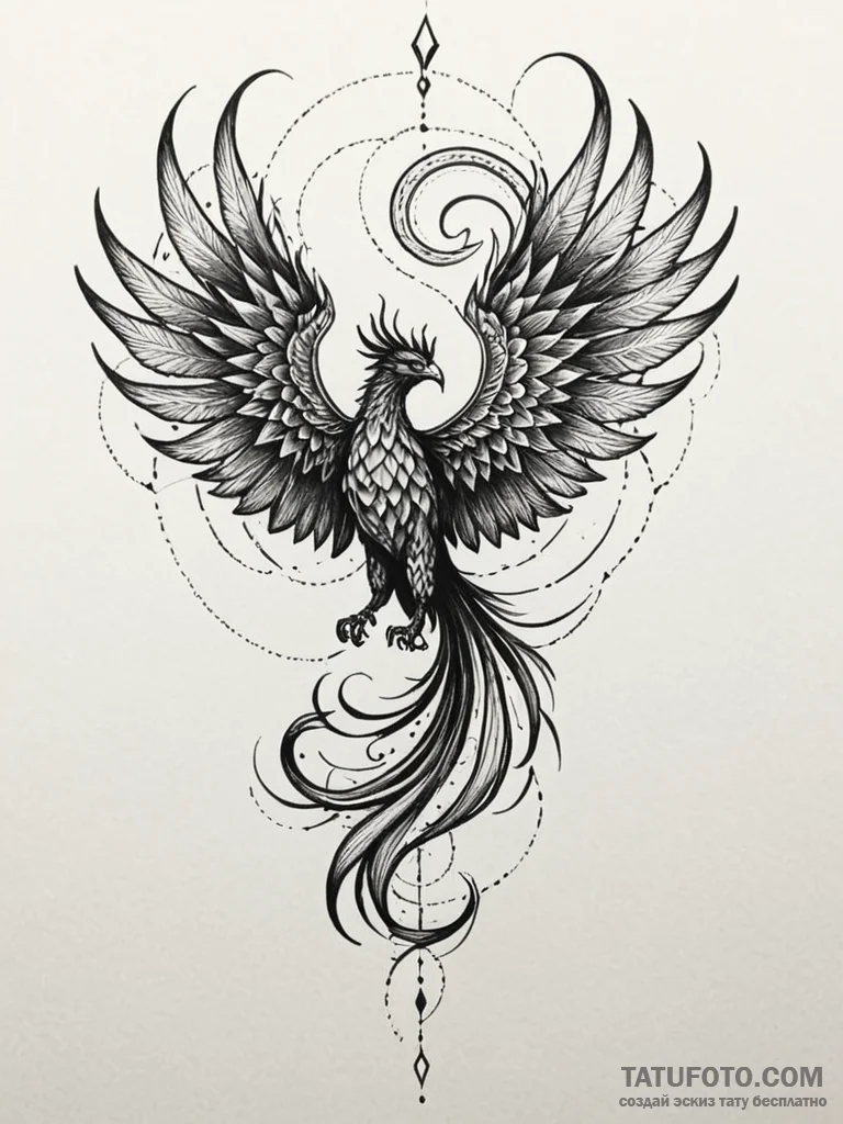 Abyssal phoenix with dark flames, concept art... - эскиз тату (№1752590093_0, 15.07.2025 14:34) — Tatufoto.com