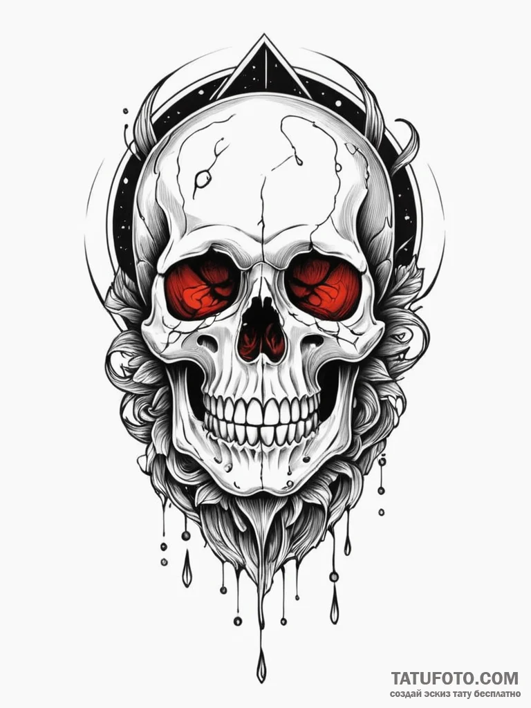 Crystal skull floating in void, tattoo sketch... - эскиз тату (№1752590179_0, 15.07.2025 14:36) — Tatufoto.com