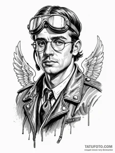 World war ii pilot's leather jacket and goggl... - эскиз тату (№1752590693_0, 15.07.2025 14:44) — Tatufoto.com
