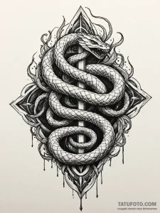Hallowed serpent through spectral rift, tatto... - эскиз тату (№1752590778_0, 15.07.2025 14:46) — Tatufoto.com