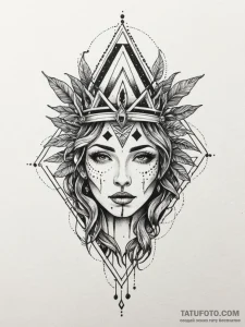Jungle relic crowned with roots, tattoo line... - эскиз тату (№1752591121_0, 15.07.2025 14:52) — Tatufoto.com