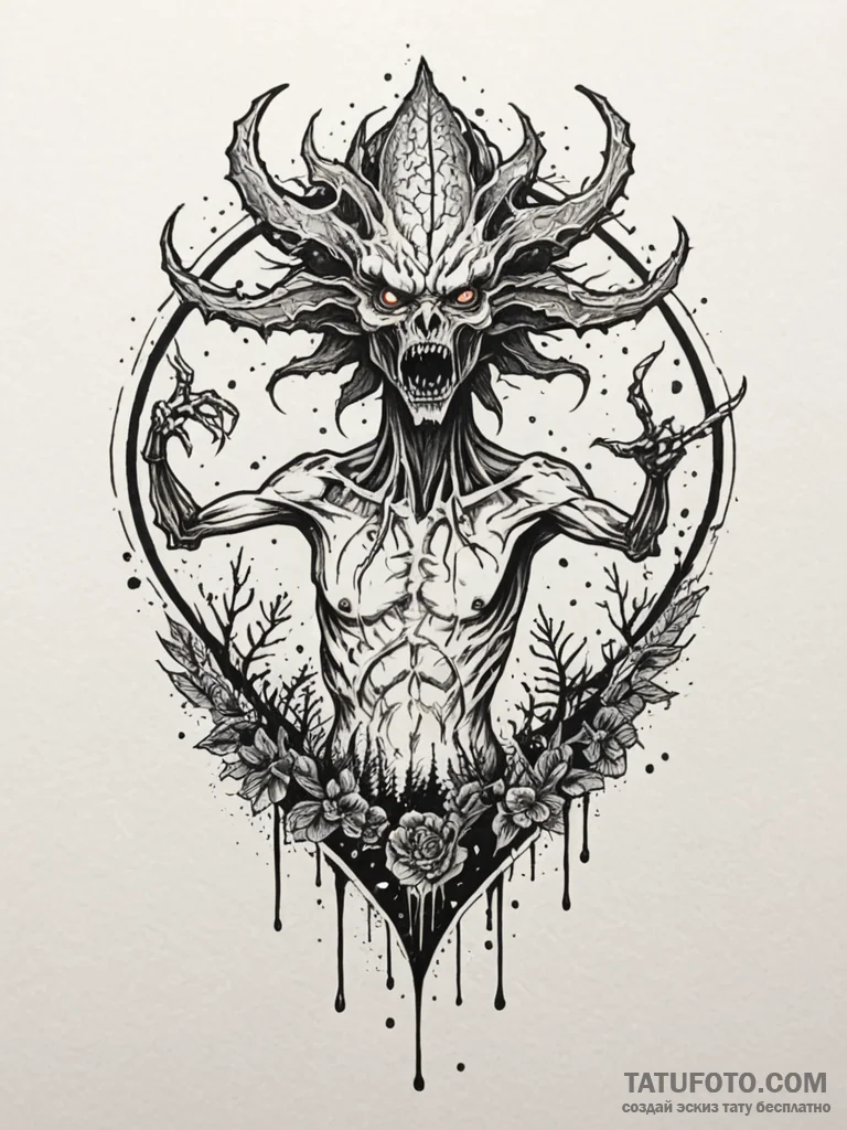 A demogorgon from stranger things, tattoo dra... - эскиз тату (№1752591632_0, 15.07.2025 15:00) — Tatufoto.com