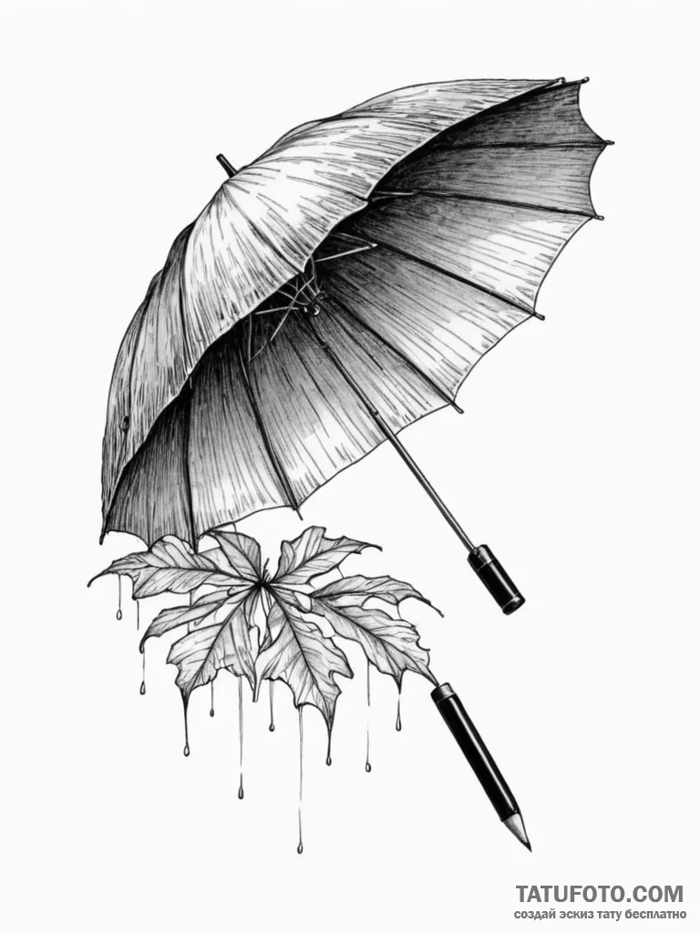 Parasol torn by spectral storm, ink illustrat... - эскиз тату (№1752591802_0, 15.07.2025 15:03) — Tatufoto.com