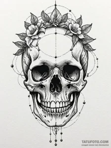 Quartz crystal growing from skull, tattoo dra... - эскиз тату (№1752592715_0, 15.07.2025 15:18) — Tatufoto.com