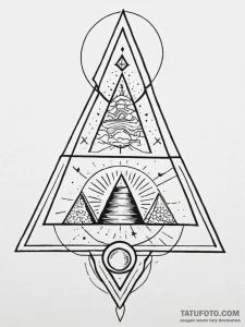 Pyramid stairway beneath eclipsed stars, tatt... - эскиз тату (№1752592800_0, 15.07.2025 15:20) — Tatufoto.com