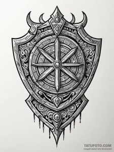 Ancient shield with faded runes, tattoo drawi... - эскиз тату (№1752592984_0, 15.07.2025 15:23) — Tatufoto.com