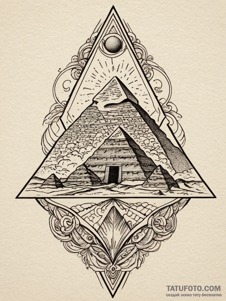 Pyramid of giza with a storm of cosmic energy... - эскиз тату (№1752593254_0, 15.07.2025 15:27) — Tatufoto.com