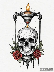 A memento mori still life (skull, hourglass,... - эскиз тату (№1752593831_0, 15.07.2025 15:37) — Tatufoto.com