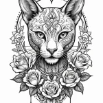 Bastet, artistic tattoo sketch, on a clean wh... - эскиз тату (№1752596453_0, 15.07.2025 16:20) — Tatufoto.com
