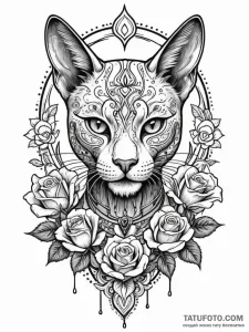 Bastet, artistic tattoo sketch, on a clean wh... - эскиз тату (№1752596453_0, 15.07.2025 16:20) — Tatufoto.com