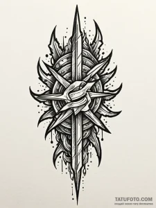 Apocalyptic blade with jagged edge, tattoo fl... - эскиз тату (№1752597223_0, 15.07.2025 16:33) — Tatufoto.com