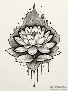 Lotus flower growing in a pool of liquid moon... - эскиз тату (№1752597390_0, 15.07.2025 16:36) — Tatufoto.com
