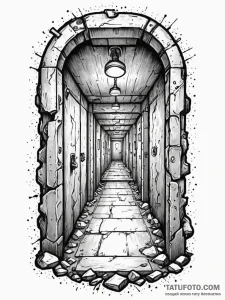 Underground bunker door, sealed and rusted, t... - эскиз тату (№1752597558_0, 15.07.2025 16:39) — Tatufoto.com