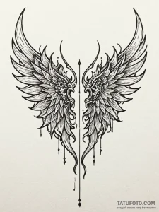 Demon wings torn apart, tattoo drawing outlin... - эскиз тату (№1752597978_0, 15.07.2025 16:46) — Tatufoto.com
