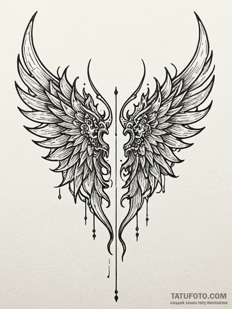 Demon wings torn apart, tattoo drawing outlin... - эскиз тату (№1752597978_0, 15.07.2025 16:46) — Tatufoto.com