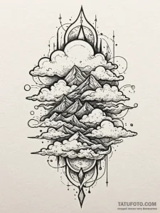 Clouds, tattoo drawing outline, moderately de... - эскиз тату (№1752598324_0, 15.07.2025 16:52) — Tatufoto.com