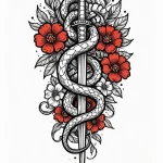 Dagger with a serpent coiled around its blade... - эскиз тату (№1752610540_0, 15.07.2025 20:15) — Tatufoto.com