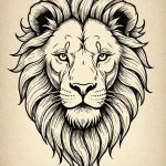 Apocalyptic lion with metal jaw, tattoo line... - эскиз тату (№1752610712_0, 15.07.2025 20:18) — Tatufoto.com
