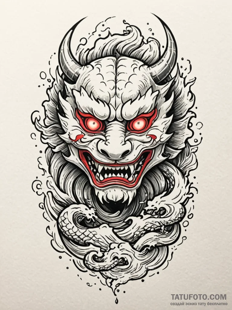 Lava cracking through stone mask, tattoo flas... - эскиз тату (№1752610883_0, 15.07.2025 20:21) — Tatufoto.com