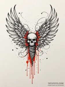 Bone wings sprouting from back, tattoo line a... - эскиз тату (№1752611640_0, 15.07.2025 20:34) — Tatufoto.com