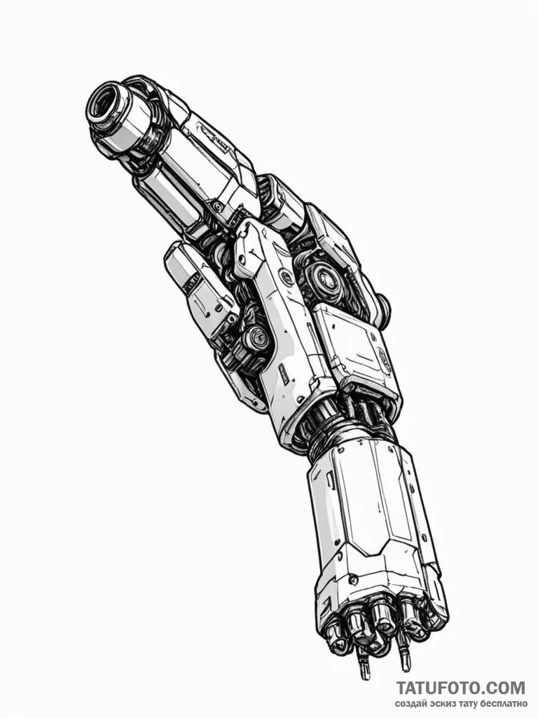 Johnny silverhand's robotic arm from cyberpun... - эскиз тату (№1752611808_0, 15.07.2025 20:36) — Tatufoto.com