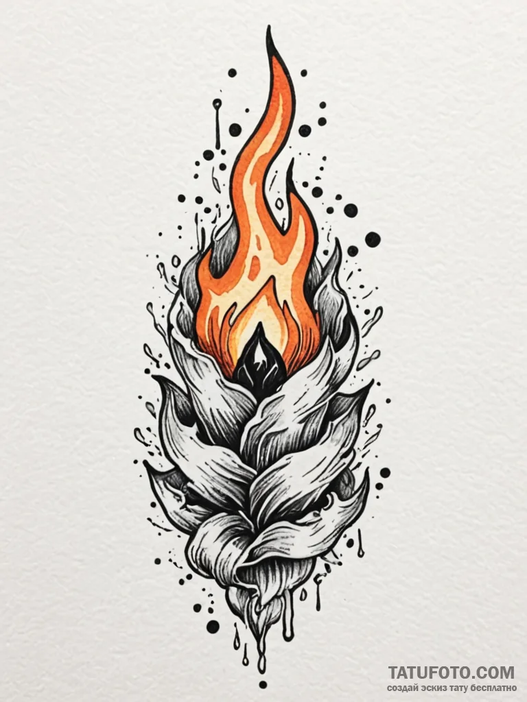 Etched relic burning in ice, tattoo flash she... - эскиз тату (№1752612059_0, 15.07.2025 20:40) — Tatufoto.com
