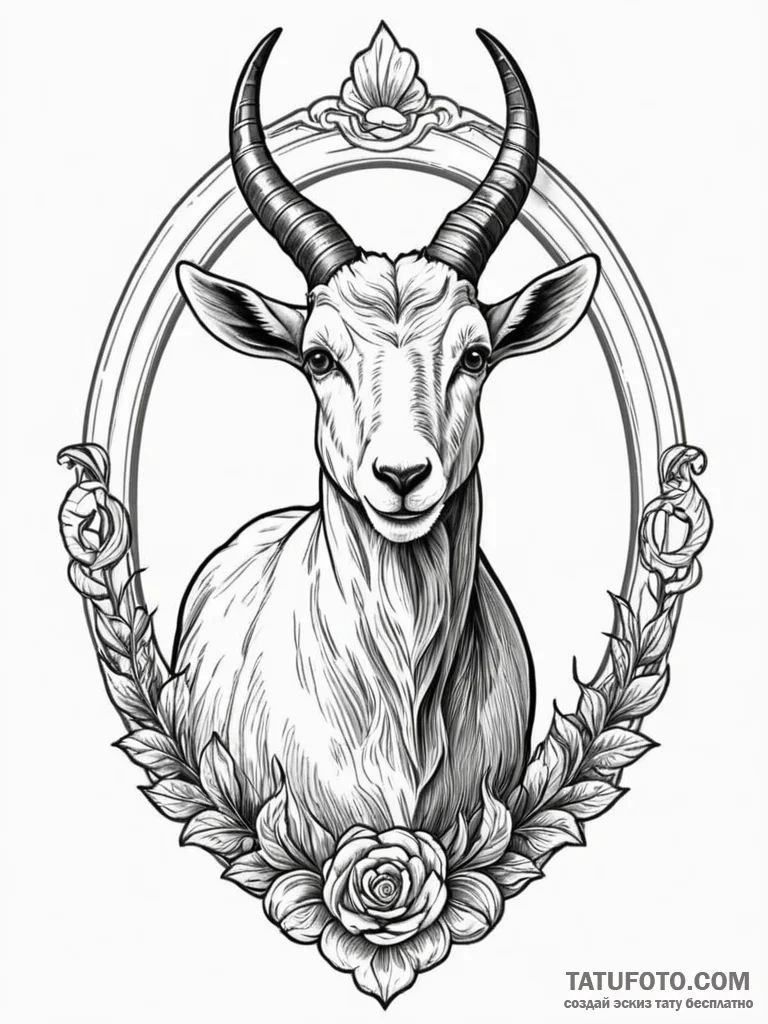 A classic bell on a goat, farm,, concept art... - эскиз тату (№1752612899_0, 15.07.2025 20:54) — Tatufoto.com