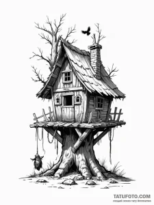 Baba yaga's hut on chicken legs - эскиз тату (№1752613152_0, 15.07.2025 20:59) — Tatufoto.com