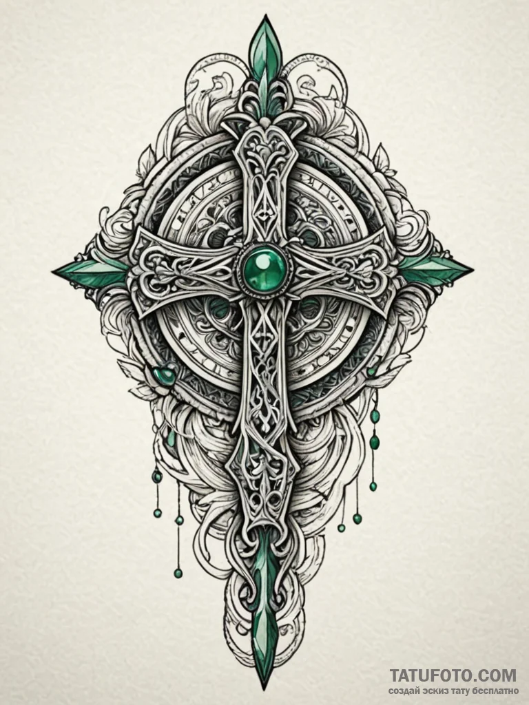 Antique dagger with emerald hilt, tattoo sket... - эскиз тату (№1752613235_0, 15.07.2025 21:00) — Tatufoto.com