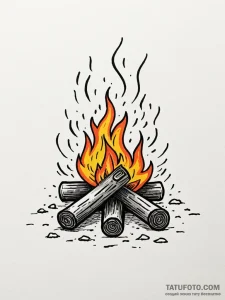 A powerful burning campfire in snow, warmth,,... - эскиз тату (№1752613320_0, 15.07.2025 21:02) — Tatufoto.com