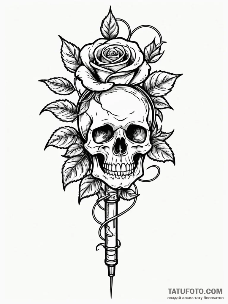 Karaoke microphone sprouting vines, tattoo sk... - эскиз тату (№1752613657_0, 15.07.2025 21:07) — Tatufoto.com