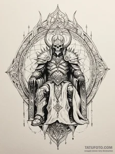 Lich king on a throne of ice and bone, artist... - эскиз тату (№1752613741_0, 15.07.2025 21:09) — Tatufoto.com