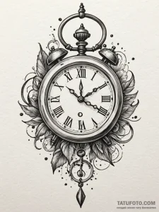 Clock hands spinning endlessly, tattoo sketch... - эскиз тату (№1752614075_0, 15.07.2025 21:14) — Tatufoto.com